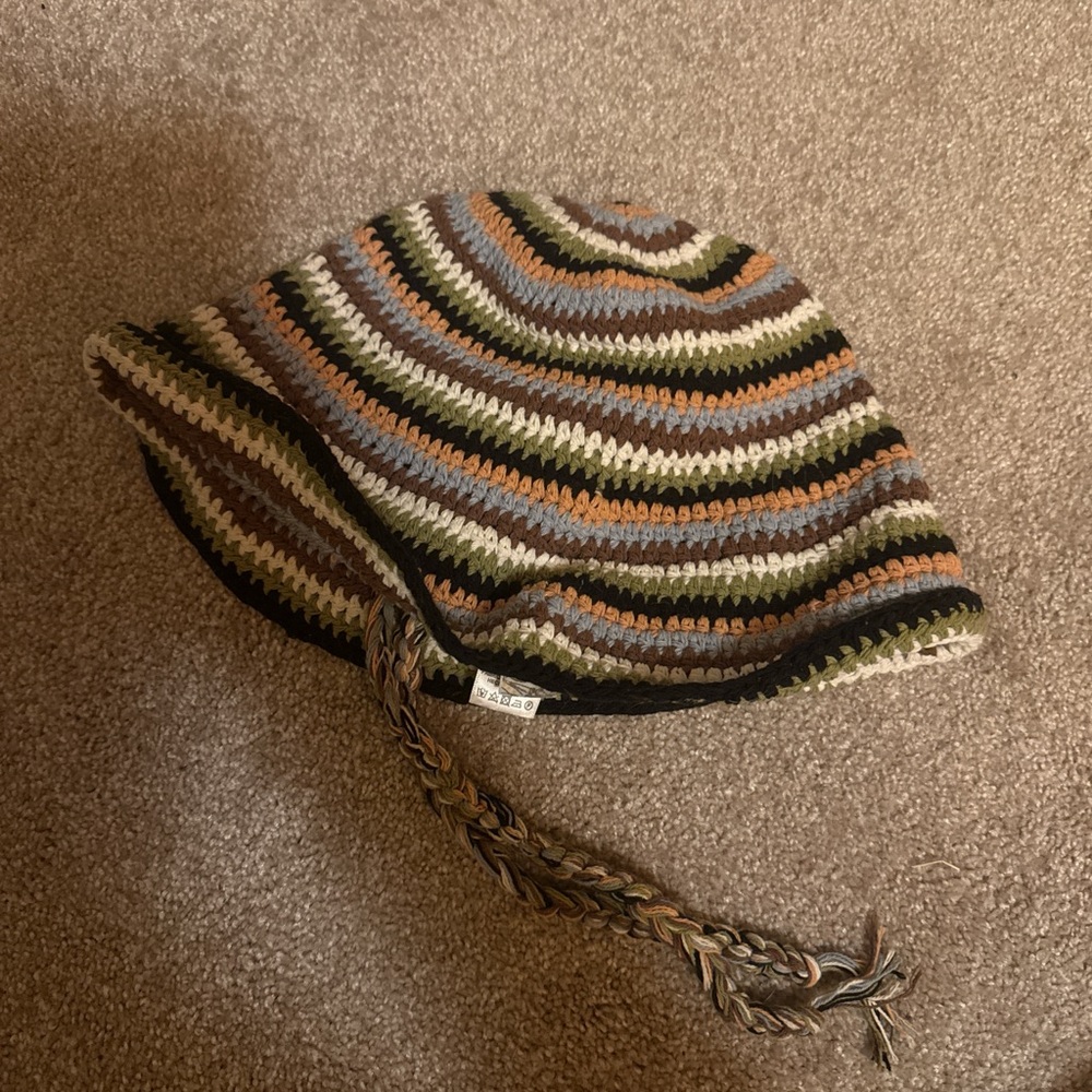 Free People Multicolor Knit Beanie with Tassels